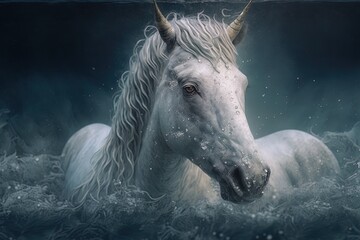Obraz na płótnie Canvas Frozen in Time: Capturing the Essence of a Mystical Unicorn Generative AI