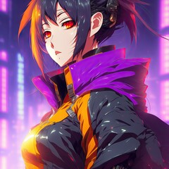 Cyberpunk Anime Character - Fantasy - Cute - Fashion - Futuristic - Future - City - Game - Animation