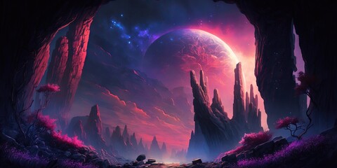 fantasy landscape mountains, generative ai, generative, ai