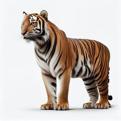 Obraz premium Siberian Tiger isolated on white background. Side view. Generative AI