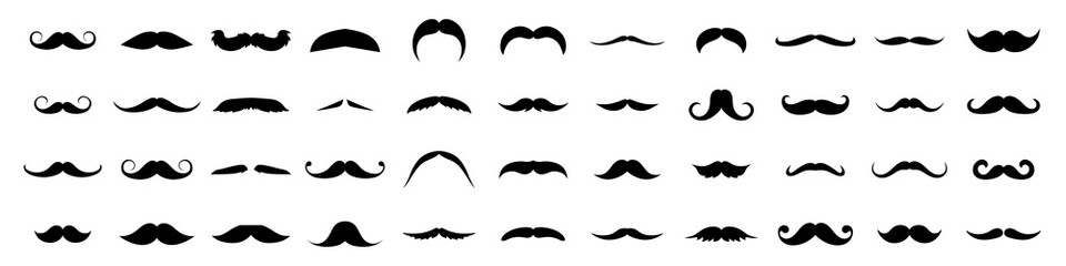 mustache collection set vector. Different mustache collection. Vector illustration. Black Hipster Mustache Icon Set. Vector Illustration isolated on white background. Black mustache vector shape icon.