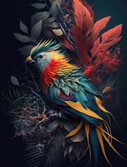 Obraz premium Eclectic style illustration combining cultural and artistic impressions. Nature inspired and focusing on organic elements. Isolated on a black background.