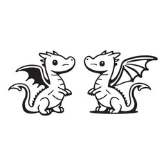 2 cute and adorable winged little dragons