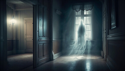 fictional silhouette of a ghost by a window