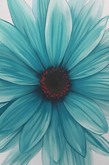 Blue flower background, colorful watercolor illustration, floral backdrop