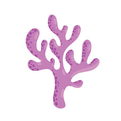 Coral reef underwater plants. Aquarium, ocean and undersea decoration isolated on white background. Cartoon vector illustration