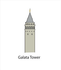Galata Tower drawn in a simple sketch style