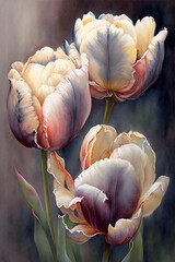 Watercolor Pastel Tulips | Generative AI