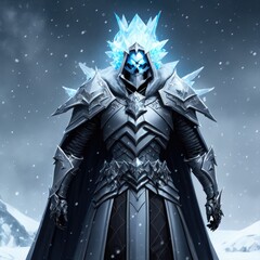 Naklejka premium Skeleton Ice King - Creature - Magical - Powerful - Fantasy - Stylized - Game Character - Demon Hero – Warrior