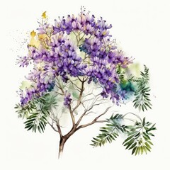 Fototapeta premium About Watercolor Jacaranda Flower Floral Clipart, Isolated on White Background.