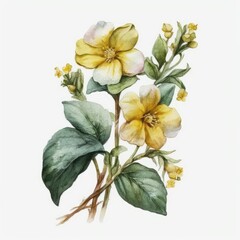 Fototapeta premium About Watercolor Primrose Top 100 Flower Floral Clipart, Isolated on White Background.