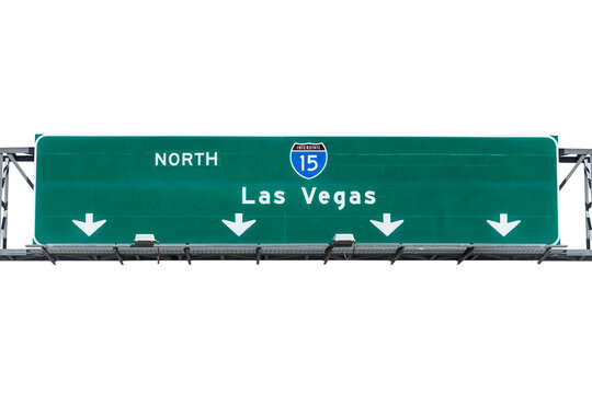 Las Vegas Interstate 15 freeway sign with cut out background.