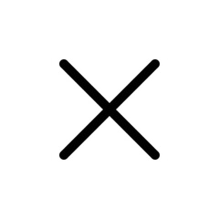 Vector cross multiply close remove mark icon. Black, white background. Perfect for app and web interfaces, infographics, presentations, marketing, etc.