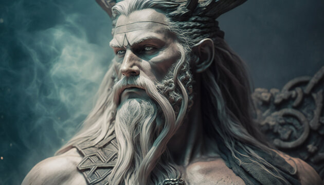 Freyr the god of male virility and good weather  - in snow - German gods - Mythologies - Generative AI