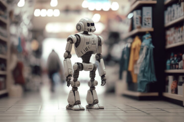 Robot helps shopping, future concept, Generative AI