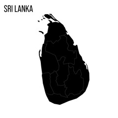 Sri Lanka political map of administrative divisions - provinces. Blank black map and country name title.