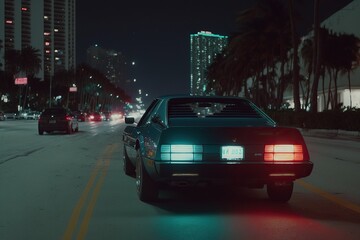Fototapeta na wymiar Car 80s Miami Vice style 