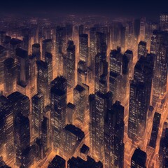 night city concept. Architectural landmark city. night lights - generative ai