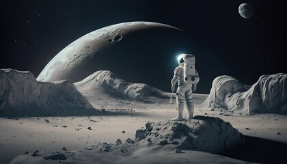 Obraz na płótnie Canvas Astronauts on the moon
