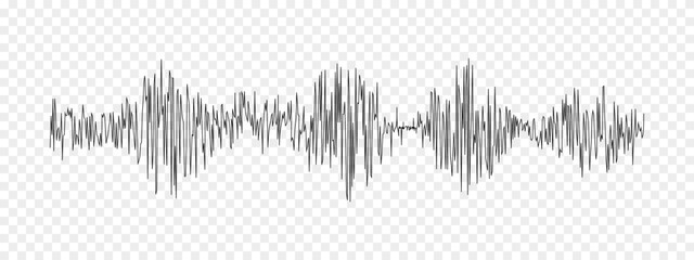Seismogram or lie detector graph. Ground motion, earthquake, sound or pulse record wave. Polygraph or seismograph diagram isolated on transparent background - obrazy, fototapety, plakaty