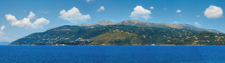 Obraz premium Summer view of Corfu island (Greece). Ionian sea coastline landscape.