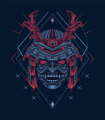 Samurai character illustration. Japanese template