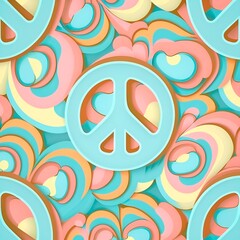 Pacifist peace symbol pattern in pastel colors, illustration. international day for peace. Generative AI