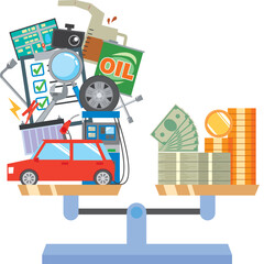 Obraz premium 車にかかるお金のイメージイラスト