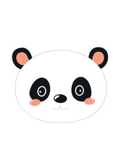 Cute panda head. Charming character, Asian culture and traditions. Biology and zoology. Sticker for social networks and messengers. Emblem and logo. Cartoon flat vector illustration