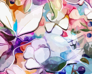Rainbow Garden - Abstract Botanical Art 