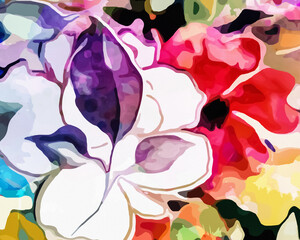 Rainbow Garden - Abstract Botanical Art 