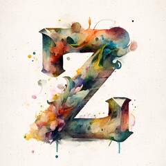 watercolor letter Z