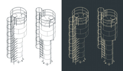 Water tank isometric blueprints