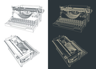 Vintage typewriter sketches