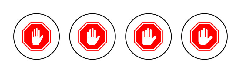 Stop icon vector for web and mobile app. stop road sign. hand stop sign and symbol. Do not enter stop red sign with hand