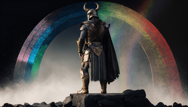 Download Heimdall standing guard at the Bifrost Bridge in a