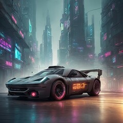 Futuristic Car - Cyberpunk Car - Sport - obrazy, fototapety, plakaty