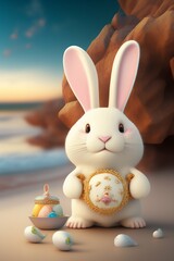easter bunny with easter eggs