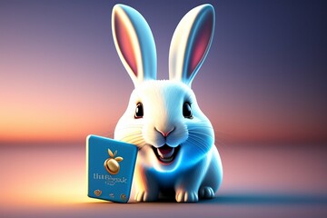 easter bunny with a ribbon