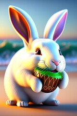 easter bunny with easter eggs