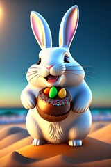easter bunny with easter eggs