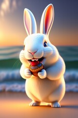 easter bunny with eggs