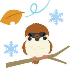 枝にとまったふくら雀