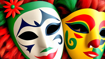 Preciosas y Coloridas Máscaras de Carnaval, IA Generativa