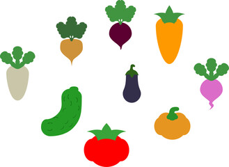 vegetable color silhouettes vector icon set