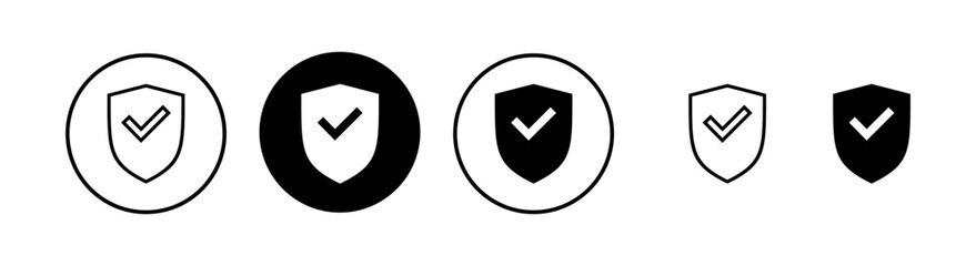 Shield check mark icon vector illustration. Protection approve sign. Insurance icon