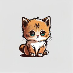 Cat cartoon character cute draw for kids, GENERATIVE AI