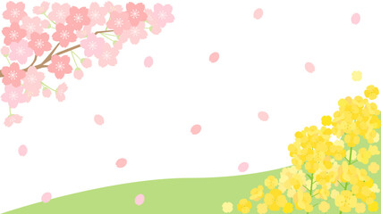 Obraz na płótnie Canvas 桜と菜の花の春のカード　アスペクト比16：9バージョン