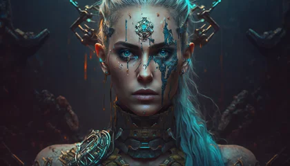 Foto op Plexiglas Hel god of Darkness - cyberpunk - German Mythologies - Generative AI © The_AI_Revolution