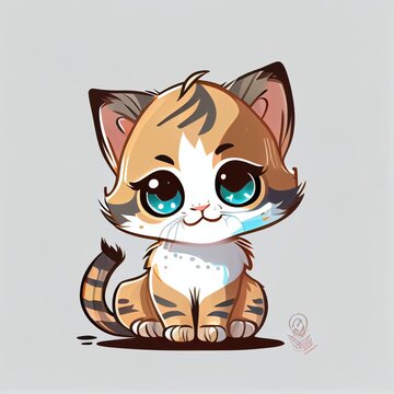 Cat cartoon character cute draw for kids, GENERATIVE AI